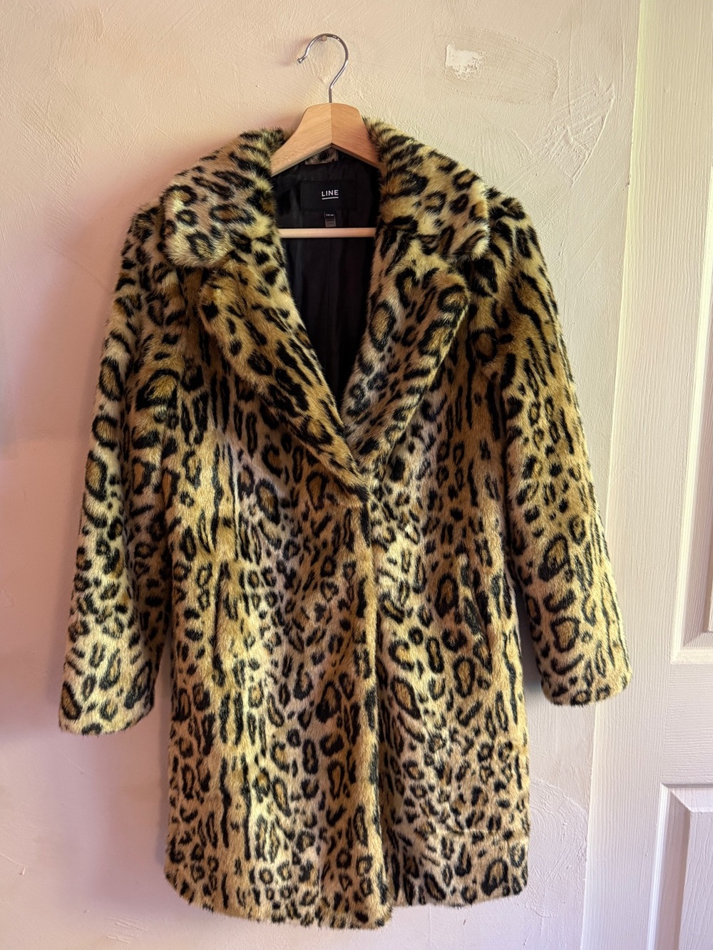 LINE Leopard Print Faux Fur Coat Women's XS Oversized Cheetah Jacket